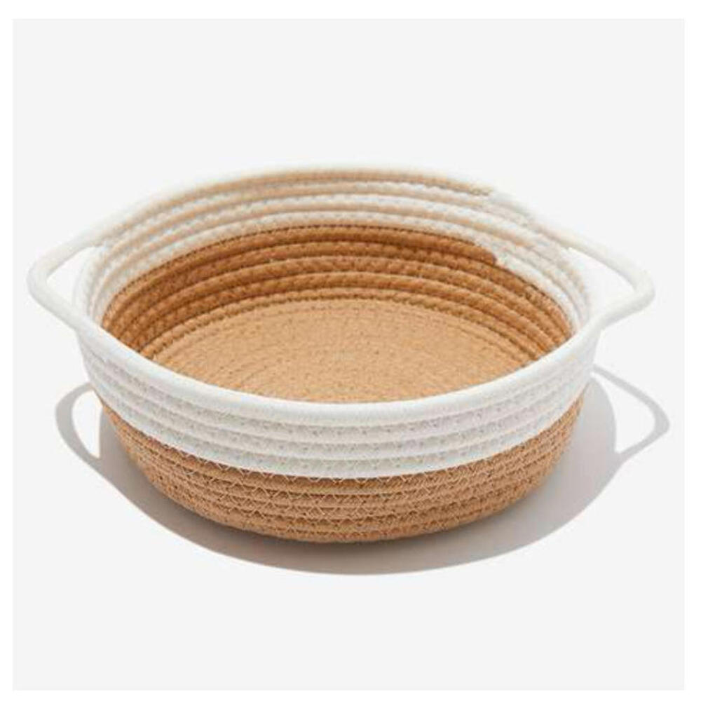 NWT Short Stories Large Woven Round Rope Basket Natural